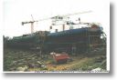 EILTANK 113 mit dem alten Vorschiff von EILTANK 16 beim Umbau im Fr�hjahr 1998 in Haren/Ems 